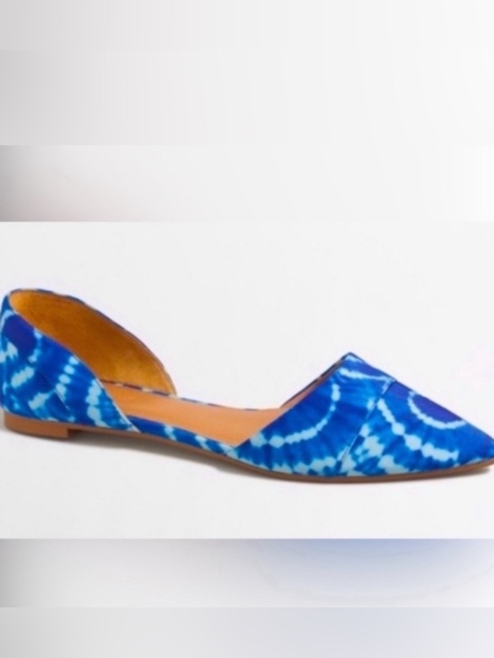 J. Crew Blue Tie-Dye D'Orsay Pointed Toe Flat